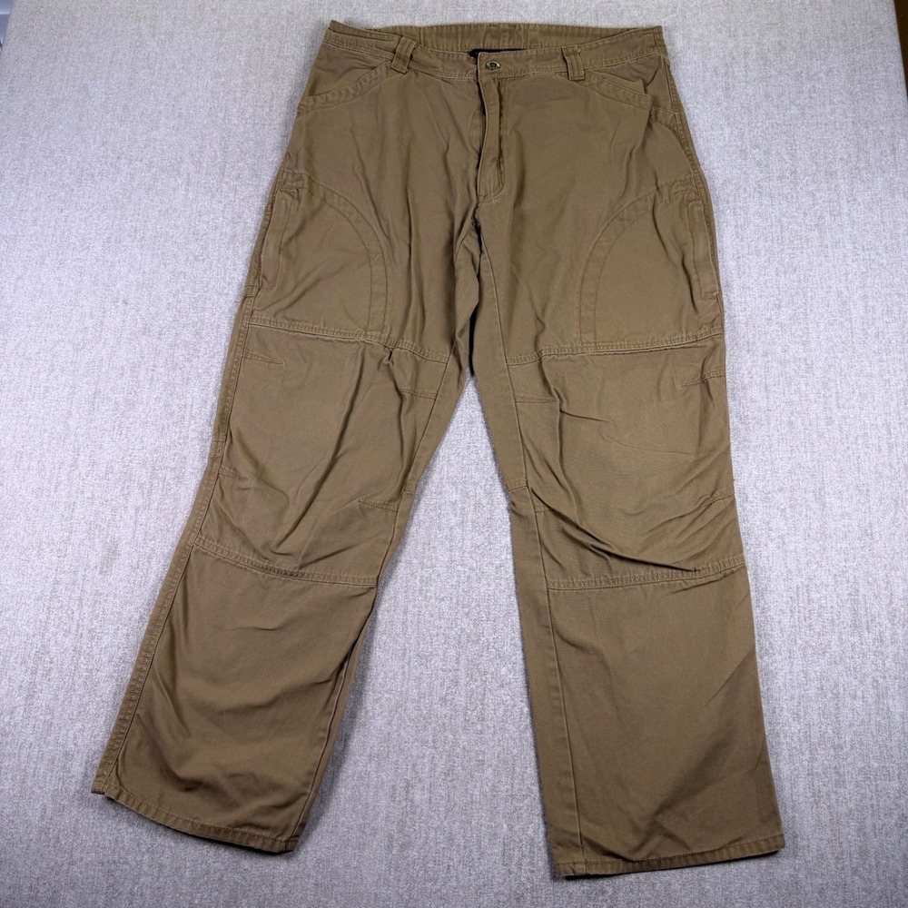 Smith Optics Work Pants Mens 34 Tan Canvas Made in USA Utility Reinforced Knee